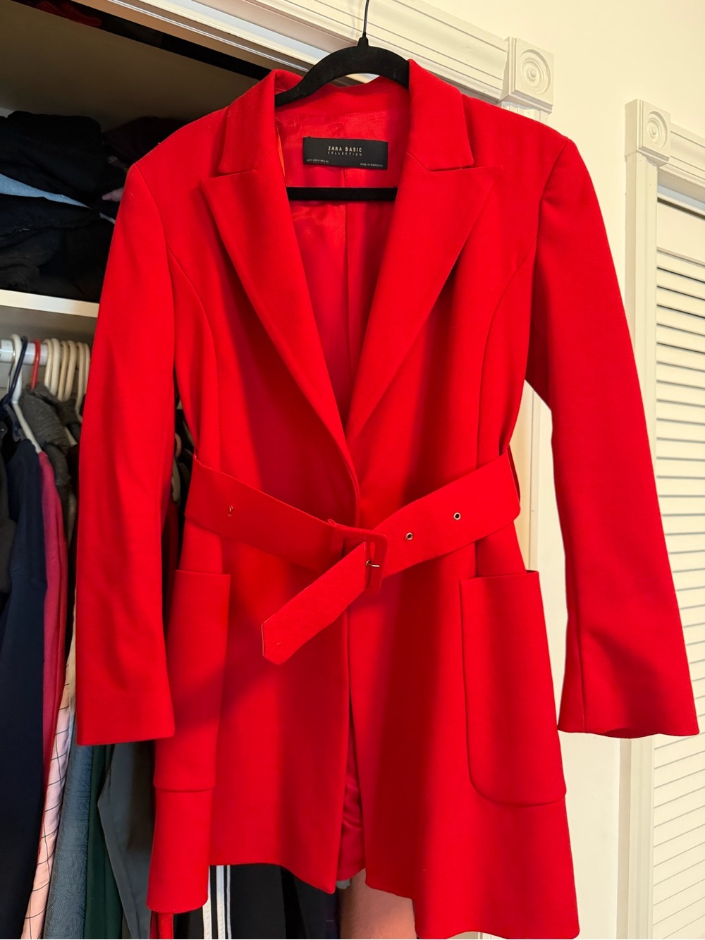 Zara Vibrant Red Belted Blazer